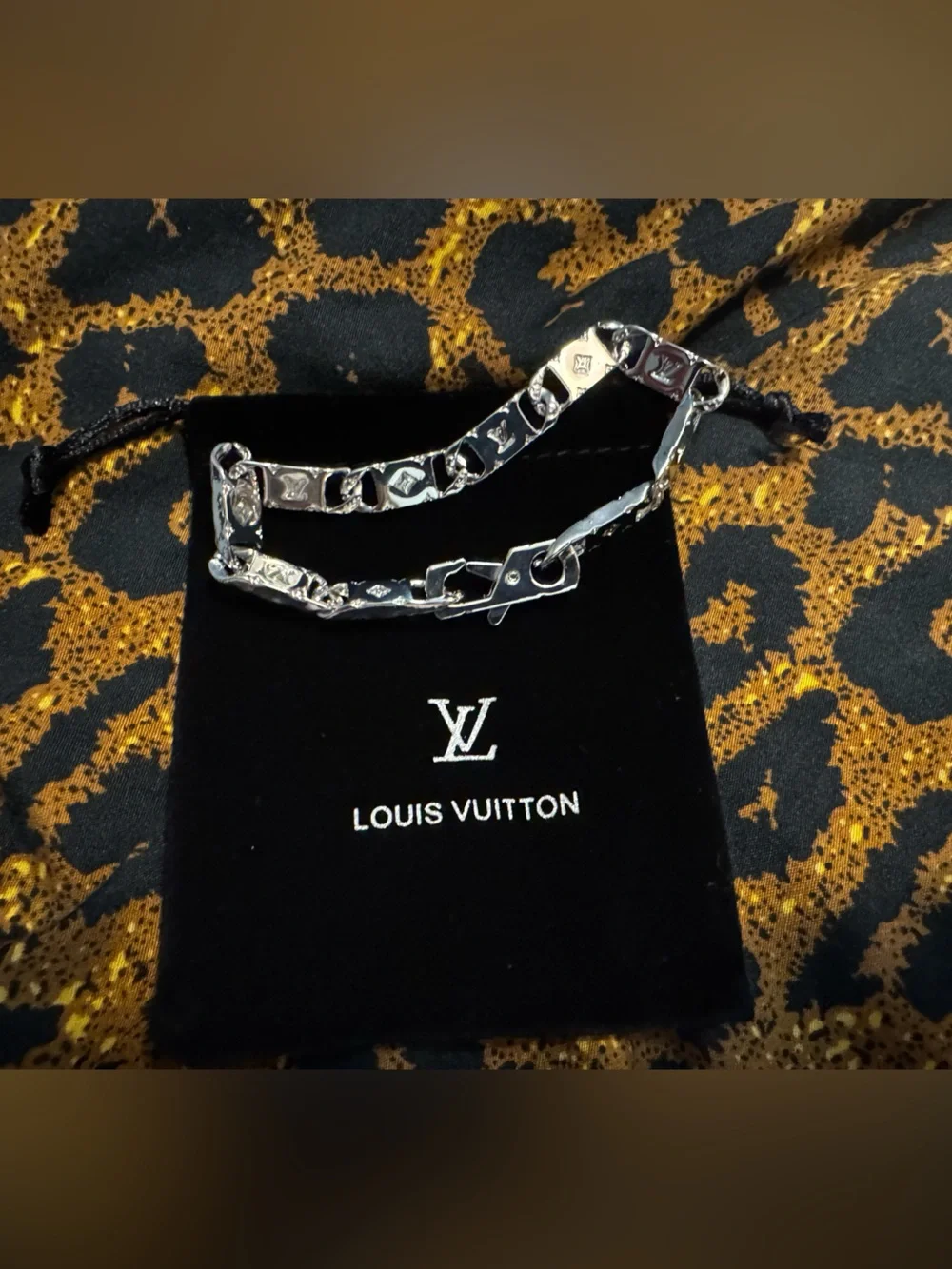 Louis Vuitton Silver Logo Chain Bracelet
